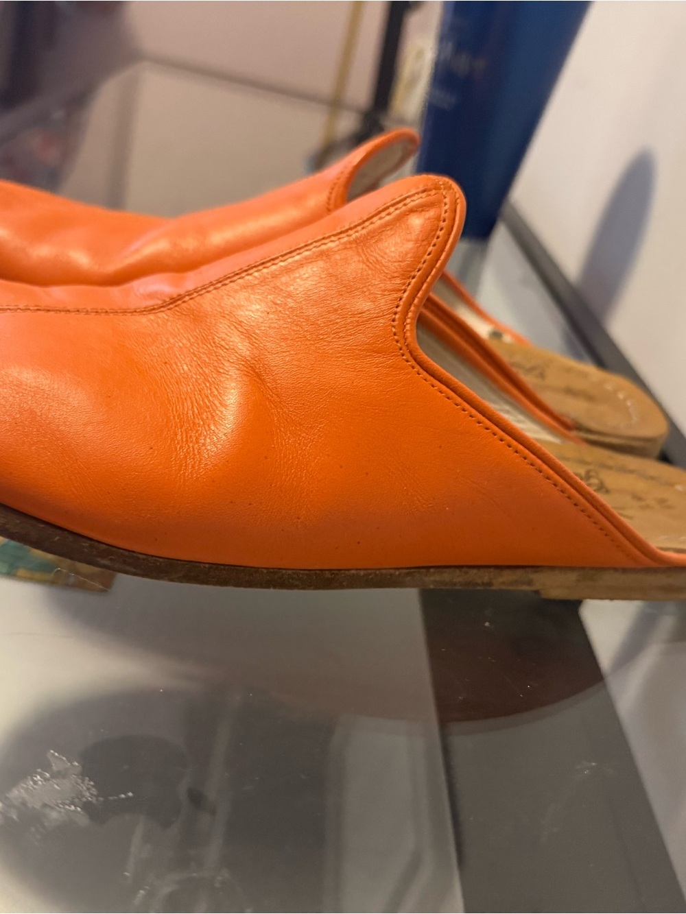 Sabah Orange Leather Slip-On Men’s Mule